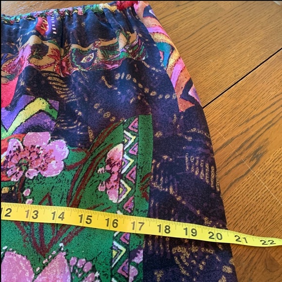 CHICO’S 100% SILK VINTAGE SKIRT WOMEN SZ 1  PINK PURPLE ABSTRACT LAYERED RUFFLES - Picture 11 of 11